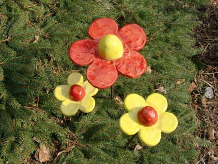 Keramik Deko Blumen Rot/Gelb - Nr.: 127 Keramik Deko Blumen Rot/Gelb - Nr.: 127
