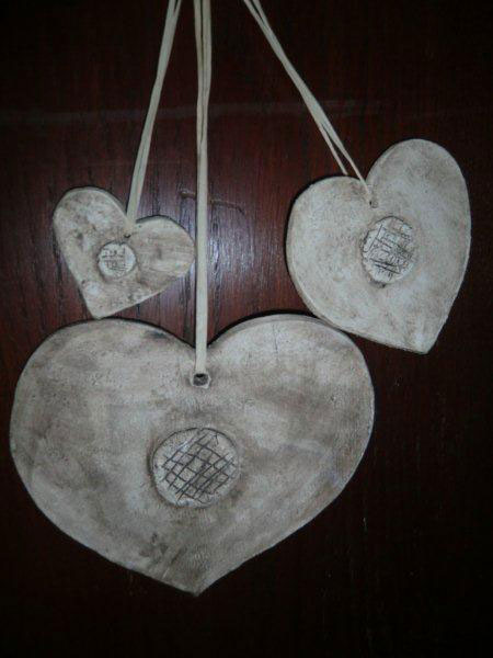 Herzen aus Ton - handgemachter Keramik Baumschmuck zur Adventszeit - NR: 160 Herzen aus Ton - handgemachter Keramik Baumschmuck zur Adventszeit - NR: 160
